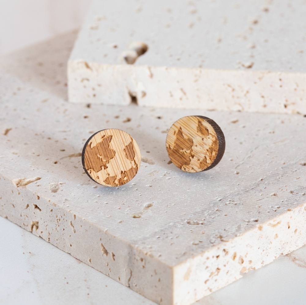 Wooden Earth Earrings